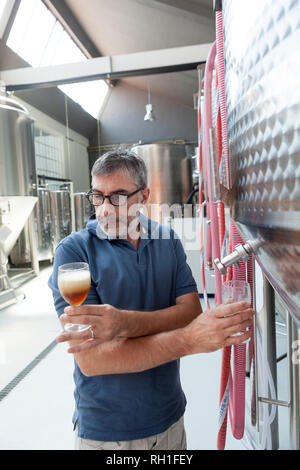 Beer tasting, Birrificio Milano Stock Photo