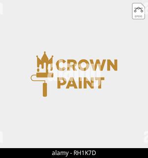 crown paint brush colorful logo template vector icon element - vector ...