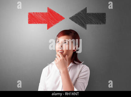 Business person choosing between several directions  Stock Photo