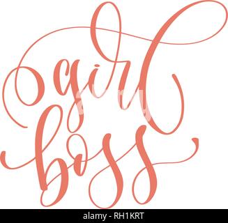 girl boss - hand lettering text to women's day 8th march Stock Vector