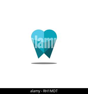 Dental logo vector design, icon of a heart shaped tooth. Stock Vector