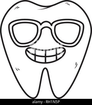 comic tooth with sunglasses kawaii character Stock Vector Image & Art ...