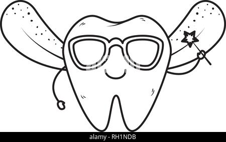 comic fairy tooth with sunglasses kawaii character Stock Vector Image ...
