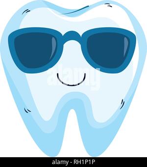 comic tooth with sunglasses kawaii character Stock Vector Image & Art ...