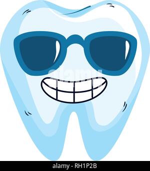 comic tooth with sunglasses kawaii character Stock Vector Image & Art ...