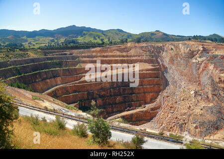 Open Pit Gold Mine in Waihi, New Zealand Stock Photo