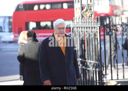 Former Home Secretary Kenneth Baker at a service of thanksgiving for the life and work of former foreign secretary Lord Carrington at Westminster Abbey in London. Stock Photo