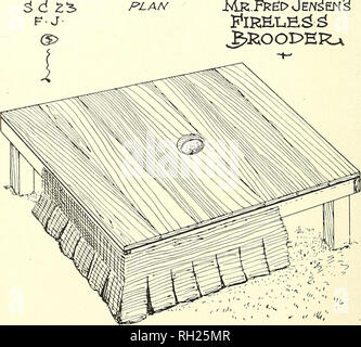 . Built and used by poultrymen;. Poultry. Built &amp; Used by Poultrymen 3UILD. PAPERS' . VefifT/L.A TO£L z&quot; F/.A'Wfi. J*&gt;&amp;OOPERa. Mr. Jensen's Simpler Brooder into fireless. He did this in the following manner: &quot;Four years ago I purchased six Cyphers style-A outdoor brooders. They had been used considerably, and that season became infested with lice, which I found were very difficult to get rid of. The next season I tore out the whole inside of them and applied a good coating of hot white wash and got rid of the lice. Three of them I used for brood coops and the others were m Stock Photo