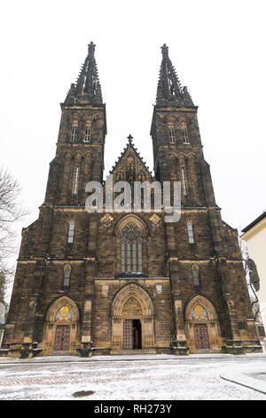 Neo Gothic Basilica of St Peter and St Paul in Vysehrad fortress in Prague, Czech republic Stock Photo