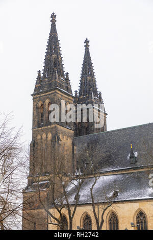 Neo Gothic Basilica of St Peter and St Paul in Vysehrad fortress in Prague, Czech republic Stock Photo