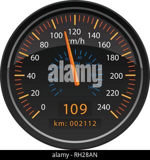 KMH Kilometers per Hour Speedometer Odometer Automotive Dashboard Gauge Vector Illustration Stock Vector