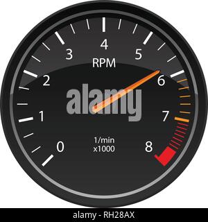 RPM Tachometer Automotive Dashboard Gauge Vector Illustration Stock Vector