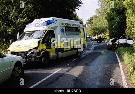 NHS ambulance involved in an accident with a black cab, London, England ...