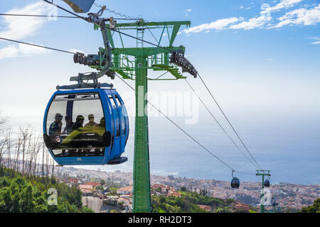 MADEIRA Funchal cable car connecting Zona velha old town funchal to Monte up the mountain Fuchal zona velha Madeira Portugal EU Europe Stock Photo