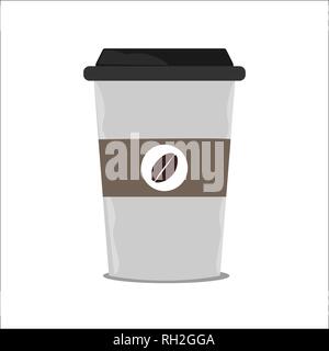 Disposable Coffee Cup Icon. Disposable Coffee Cup with Coffee Beans Logo. Stock Vector