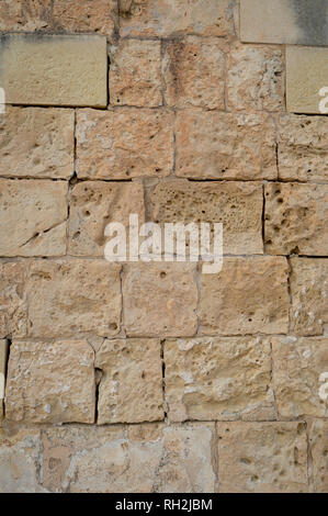 Limestone block wall, close up, Malta. Stock Photo