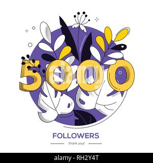 5000 followers banner - modern flat design style illustration Stock Vector