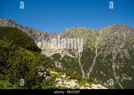 View from the top. Trail to the valley of five ponds. Tatra Mountains in Zakopane. Stock Photo