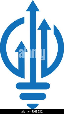 bulb lamp financial logo. bar chart and arrow marketing symbol. innovation idea. logo template ready for use Stock Vector