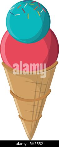 ice cream cone with two scoops Stock Vector