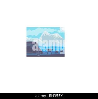 Summer picnic in the mountains Stock Vector
