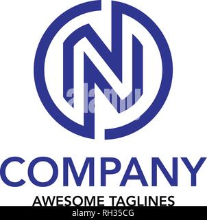 creative initial letter N circle color logo vector, linear circle letter n logo vector Stock Vector