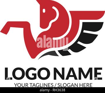 Winged Pegasus logo vector illustration. Stylized Pegasus mythical creature silhouette, horse winged logo vector Stock Vector