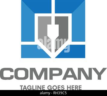 creative and bold vector for shield and building logo vector Stock Vector