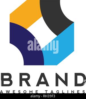 Square decorative frame color corporate identity design element, abstract square color logo Stock Vector
