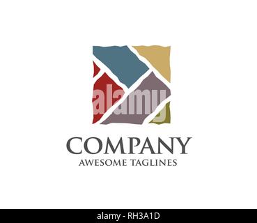 modern and simple tile wooden flooring logo, wooden tile logo vector Stock Vector
