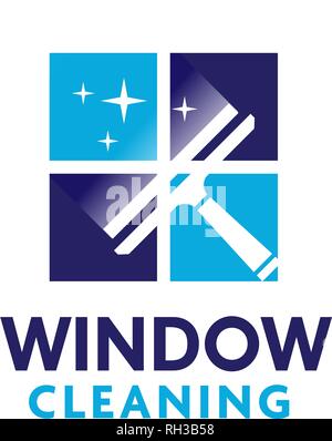 professional window cleaning washing service and household maintenance vector logo design Stock Vector