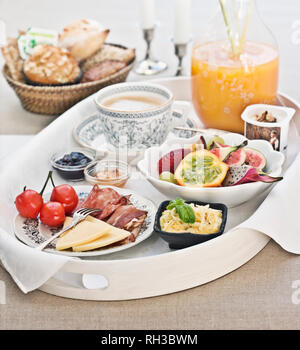 Healthy breakfast on tray Stock Photo