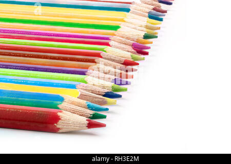 Colored pencils isolated on white backgroun . Clipping apth Stock Photo