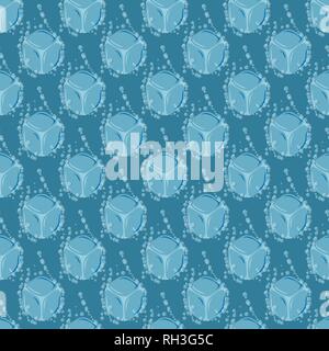 Ice cubes with bubbles vector illustration on blue background seamless pattern 10 eps Stock Vector