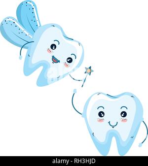 comic teeth couple with fairy kawaii characters Stock Vector Image ...