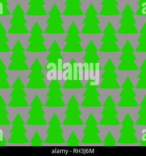 Christmas fir tree green gray art seamless pattern Stock Vector
