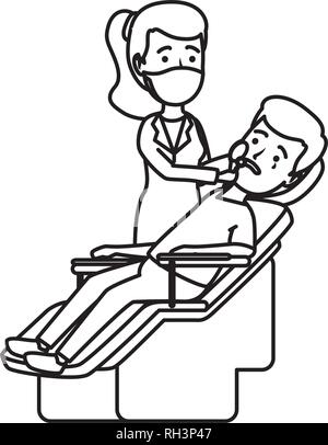 female dentist doctor examining woman patient lying in dentistry chair ...