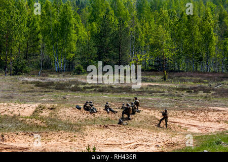 NATO soldiers. International Military Training 'Saber Strike 2017', Adazi, Latvia, from 3 to 15 June 2017. US Army Europe-led annual International mil Stock Photo
