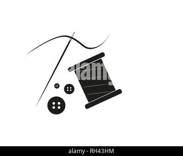 Spool of tread. Vector icon. Hand drawn print. Sketch design.EPS 10 Stock Vector