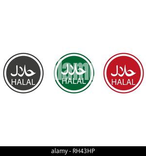 Halal logo vector. Halal food emblem .Sign design. Certificate tag. Food product dietary label for apps and websites.eps 10 Stock Vector