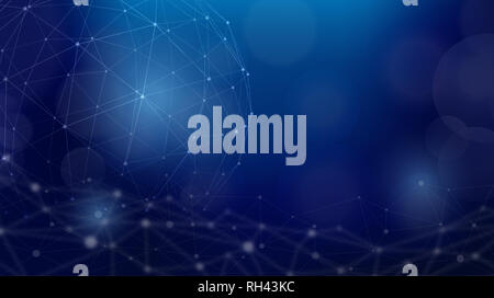 Wire frame polygonal sphere futuristic technology and science background, cyberspace networking wallpaper. Stock Photo