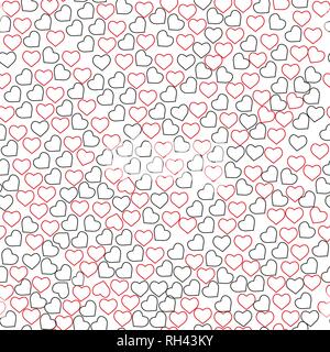 Repeated round dots and hearts drawn by hand with watercolour brush. Cute seamless pattern. Endless girly print. Vector illustration. eps 10. Stock Vector