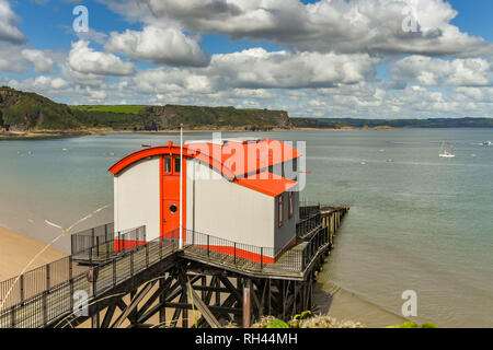 TENBY, PEMBROKESHIRE, WALES - AUGUST 2018: The old lifeboat station in Tenby, West Wales, which has been  converted into accommodation. Stock Photo