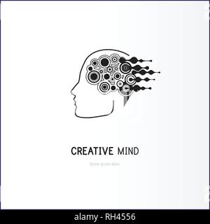 Creative mind - business vector logo template concept illustration. Abstract human brain creative sign. vector illustration Stock Vector