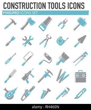 Tools icons blue grey set on white background for graphic and web design, Modern simple vector sign. Internet concept. Trendy symbol for website design web button or mobile app. Stock Vector
