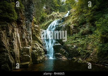 Scenic view of Kamienczyk waterfall in Gian Mountain, Karkonosze Monutain Stock Photo