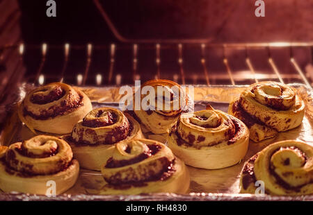 Cinnamon rolls bake in the oven, January 18, 2016, in Coden, Alabama. Stock Photo