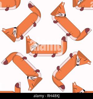 Vector seamless pattern with cute cartoon foxes Stock Vector