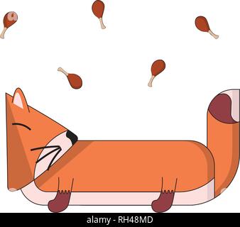 Cute fox with meat big pictures vector Stock Vector