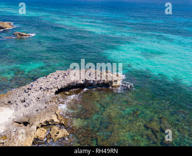 Aerial view of El Mirador with tourists on the coast of Cozumel, Mexico. Stock Photo